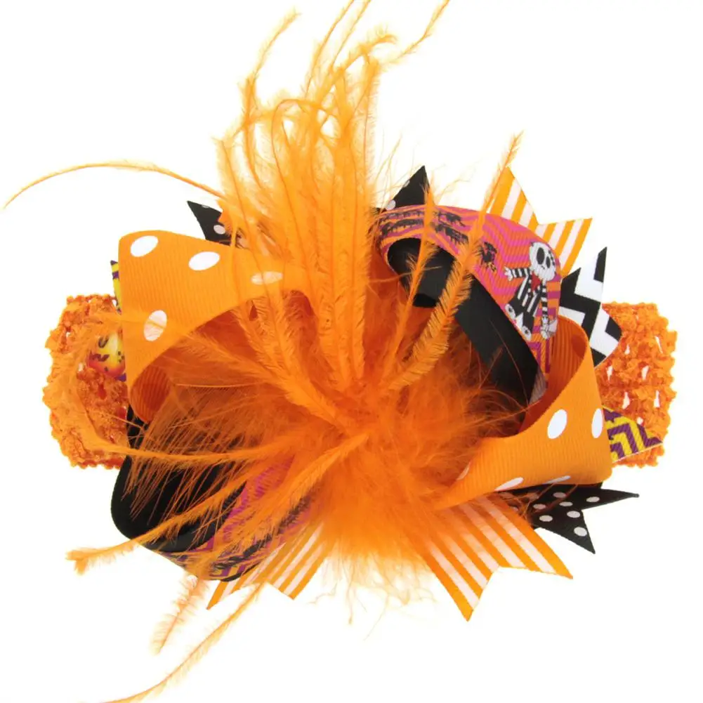 Halloween Children Girls HeadbandsDelicate Feather Bowknot Hair Clip Band Dual Use Clothes Dress Accessories san0 | Детская одежда и