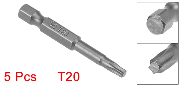 Uxcel 5 шт. 100/50/75 мм длиной 1/" Шестигранным хвостовиком T10/15/6/20/25/27/5/8/9 lite плюс Магнитный с шестигранной головкой отвертка, биты, S2, DIY заменить инструменты