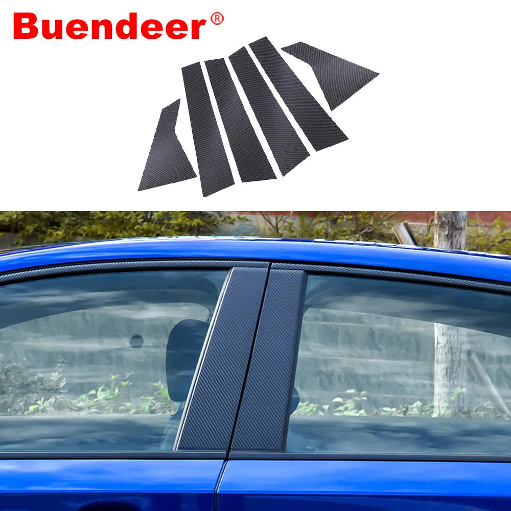 Наклейка на окно Buendeer 6 шт./компл. из углеродного волокна для Honda Accord 10 поколения 18