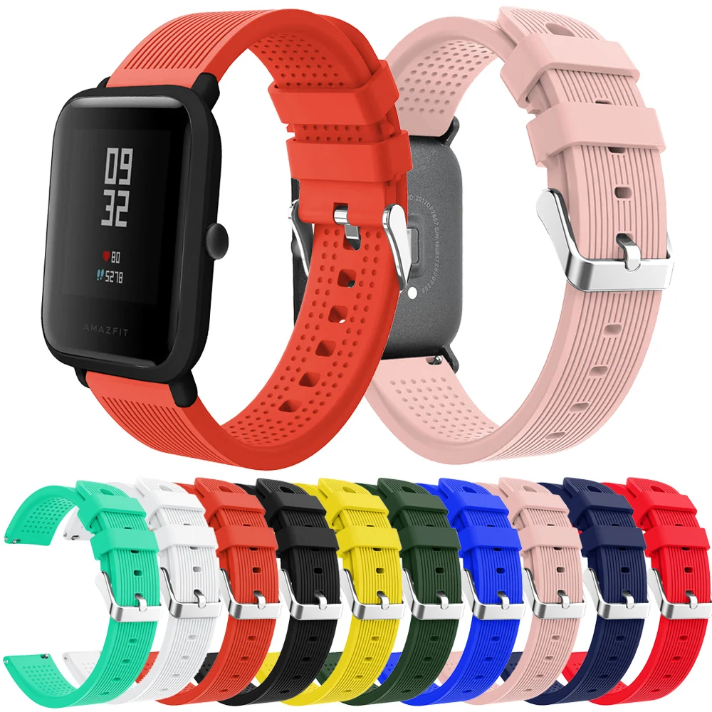 20 мм ремешок для часов Amazfit Bip band Молодежные ремешки для Xiaomi Amazt Bip спортивные силиконовые смарт-часы наручные браслет заменить