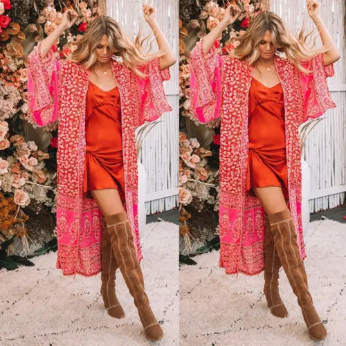 

Lady Women Long Cardigan Loose Sweater Sleeve Outwear Coat Jackets Tops Women's Loose Printed Summer Chic Jackets Clothing