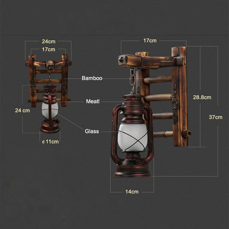 Настенный керосиновый светильник в стиле ретро настенный из бамбукового дерева