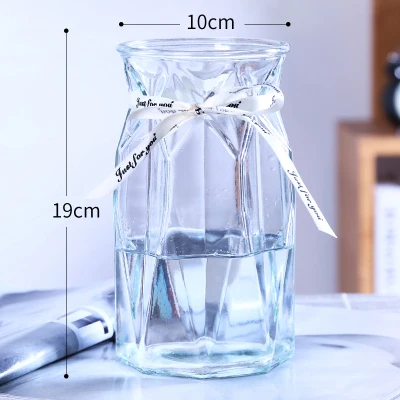 Европейская стеклянная ваза гидропонная прозрачная цветная для гостиной узор