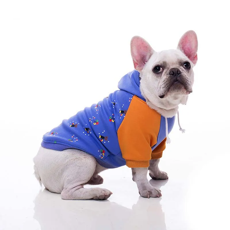 French Bulldog Winter Dog Hoodies Fashion Cotton Clothes Plus Velvet Warm Shirt for Small Puppy Dogs Outfit Pet Clothing 10A |