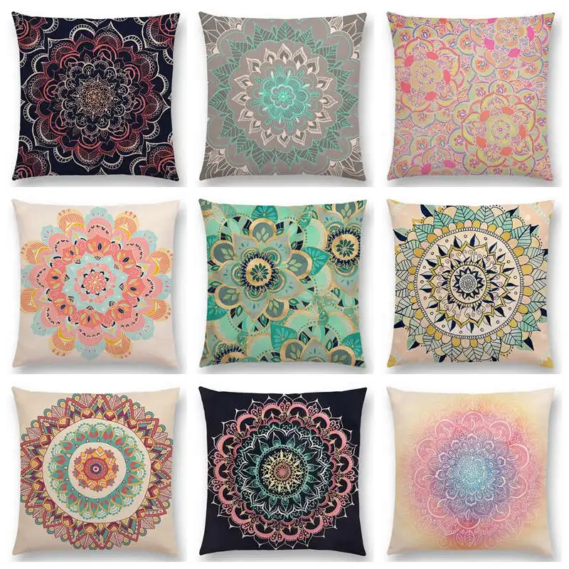 Новые Красочные Мандала Цветочная подушка крышка излучают медальон из розового