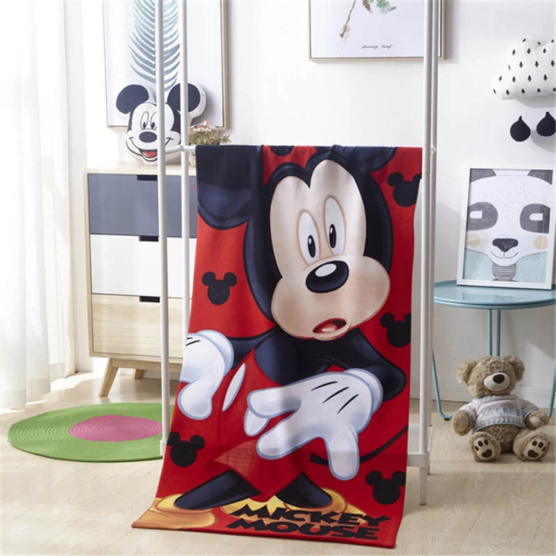 

Disney Cute Mickey Mouse Cotton Beach Towel Bath Towel Blanket Soft Water Absorbing Breathable Adult Beach Towel Blanket Throw