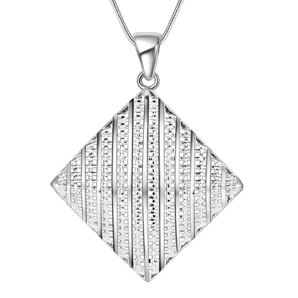 Простые Модные ювелирные изделия посеребренные квадратные ожерелья и кулоны для