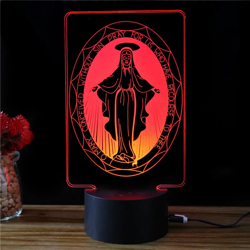 Новинка в форме Иисуса 3D ночник 7 цветов изменить светодиодный настольная лампа