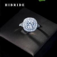 hibride luxurious cubic zirconia wedding engagement party jewelry crown shape big round stone rings for women r 13