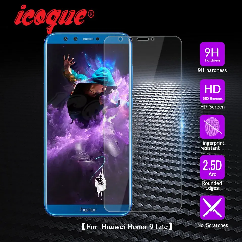 Защитный экран Icoque для Huawei Honor 9 Lite Стекло 9H 2.5D 3 ГБ 32 пленка очков закаленное