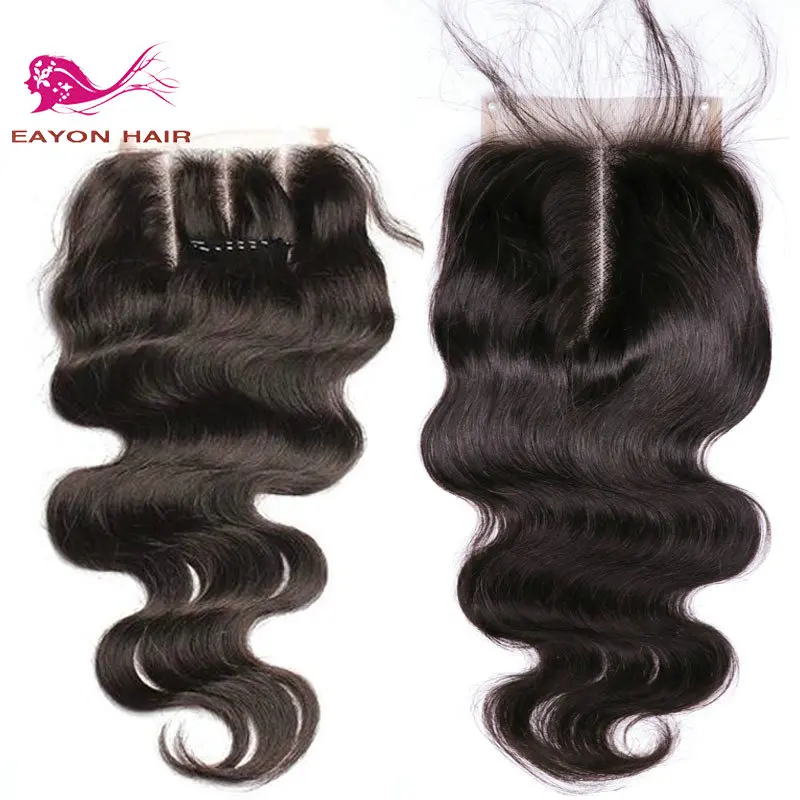 Mongolian Body Wave Lace Closures 4x4 Top Closure Piece Free Middle Three Part Frontal With Baby Hair |