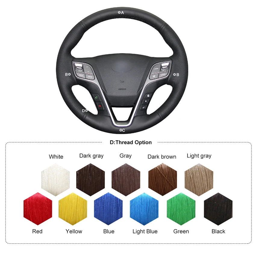MEWANT черный чехол на руль из искусственной кожи для Hyundai Santa Fe Grand H350 2012-2015 2016 2017 2018