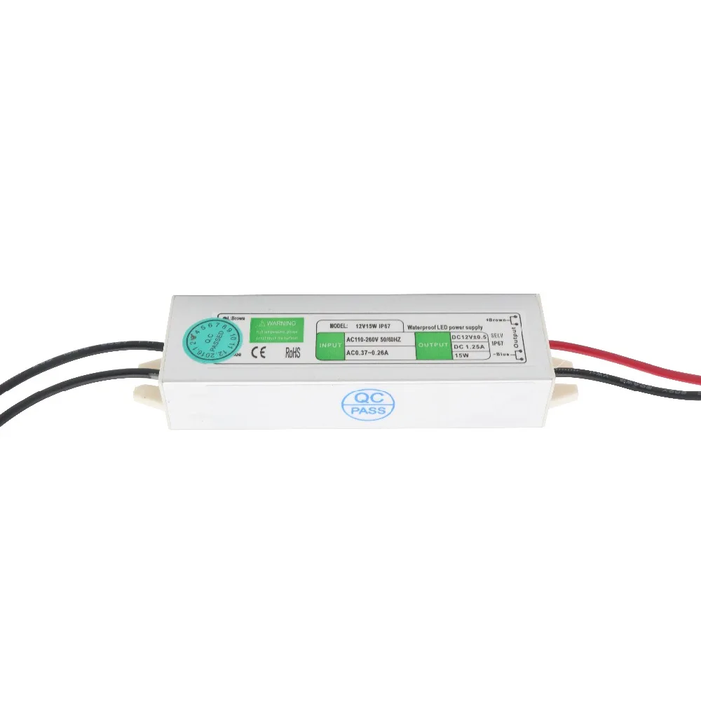 Светодиодный драйвер водонепроницаемый трансформатор IP67 AC110V 220V к DC 12V 10W 15W 20W 30W 60W