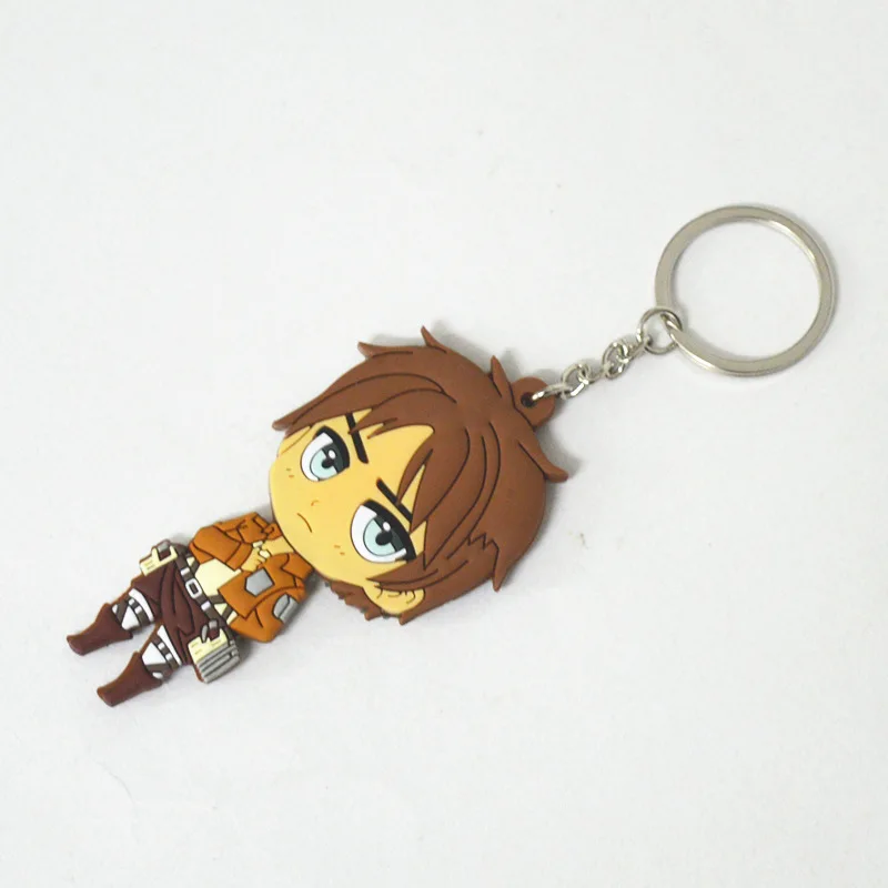 4 шт./компл. силиконовый брелок для ключей Levi Ackerman Eren Jaeger Armin Arlart Mikasa Прямая