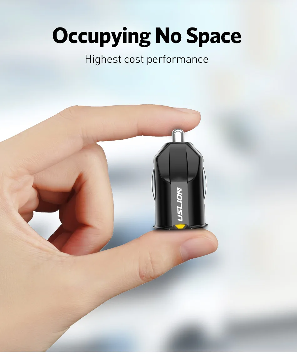 USLION мини-Переходник USB для зарядки в машине 2.1A автомобильное USB зарядное устройство мобильный телефон двойной USB Автомобильное зарядное устройство автоматическая зарядка 2 порта для iPhone samsung