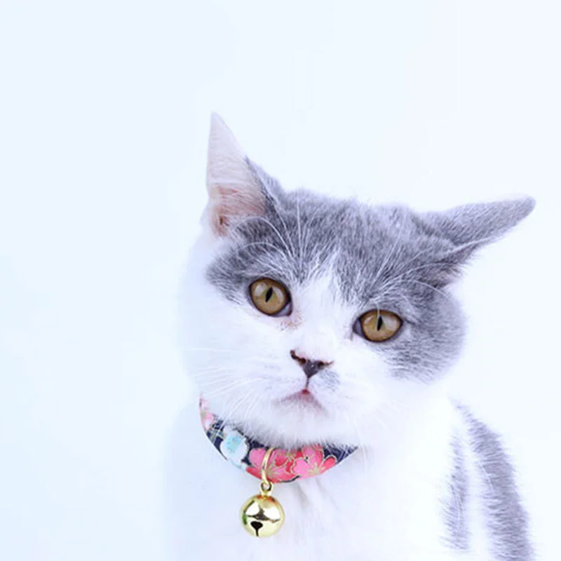 Японский Стиль вышивкой Кошка Белл Воротник 1 шт. Cat ошейник регулируемая