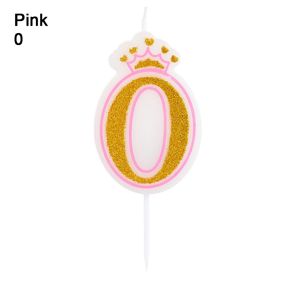 Pink-0 Новые блестящие туфли; Цвет: розовый, золотистый/синий 1 2 3 4 5 6 7 8 9 0 коронный номер лампы в форме свечи для детей мальчиков и девочек День рождения торт декоративные свечи - Цвет: Pink-0