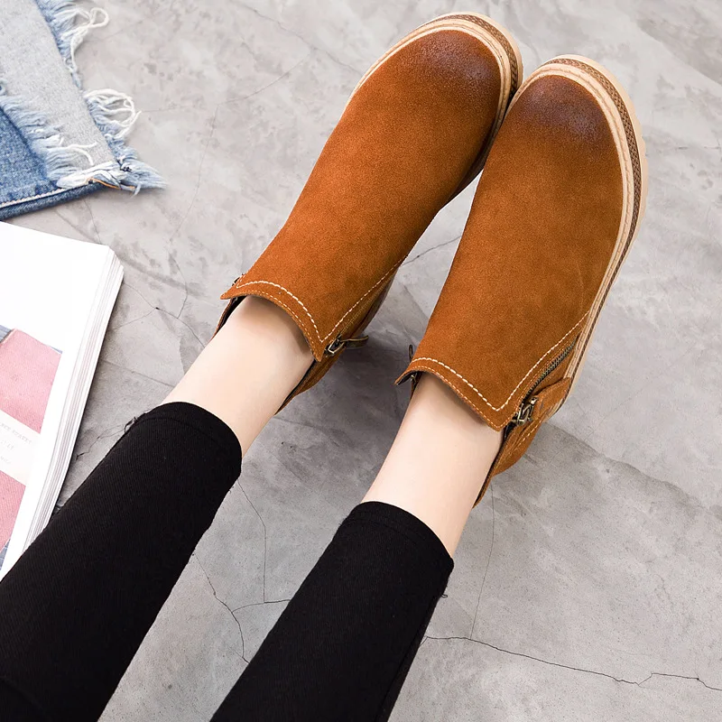 Женская обувь botines mujer 2018 зимние ботинки женские из натуральной кожи модные
