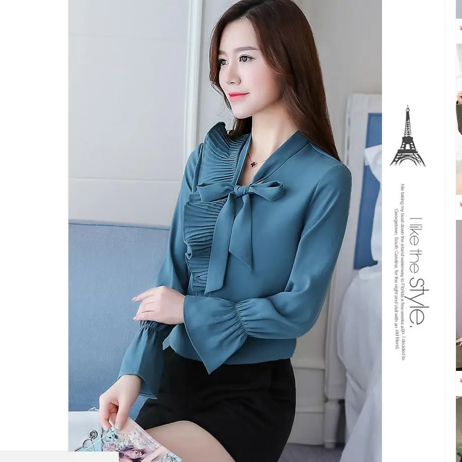 Новинка осени 2017 корейский стиль женская мода формальные оборки бант шнуровка