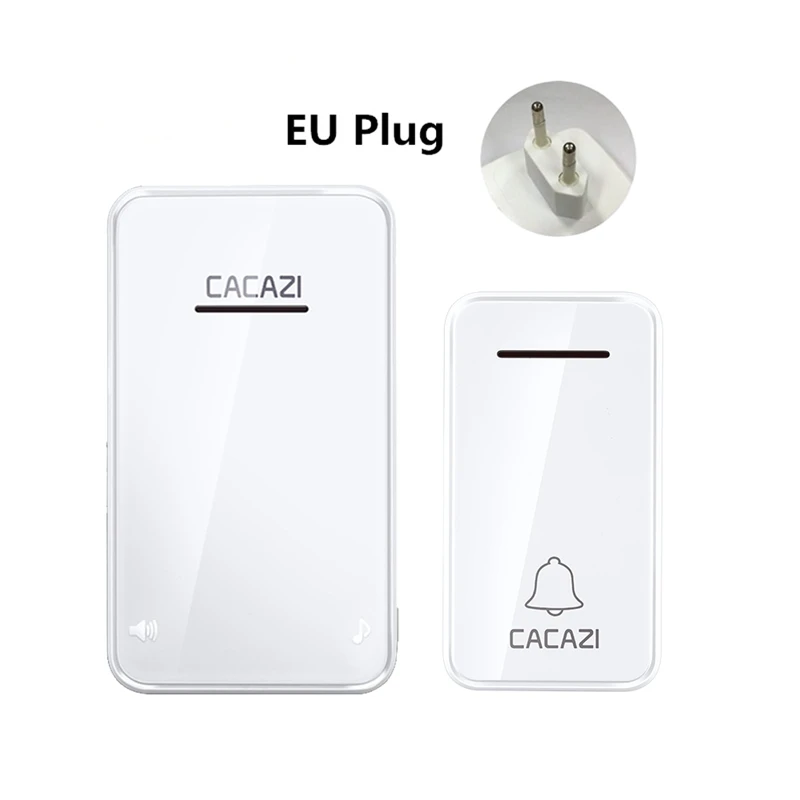white EU Plug 1x1 Беспроводной дверной звонок с вилкой для ЕС, США, Великобритании, Австралии, без батареи, автономный, 200 м, IP 40, водонепроницаемый светодиодный светильник, беспроводной звонок, 1, 2 кнопки и приемник - Цвет: white EU Plug 1x1