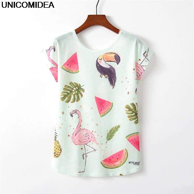 Женская футболка с фламинго и круглым вырезом летние женские повседневные