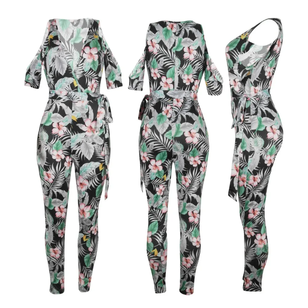 

Floral Print Digital Women Fashion Outfits Summer Women One Piece Jumpsuits