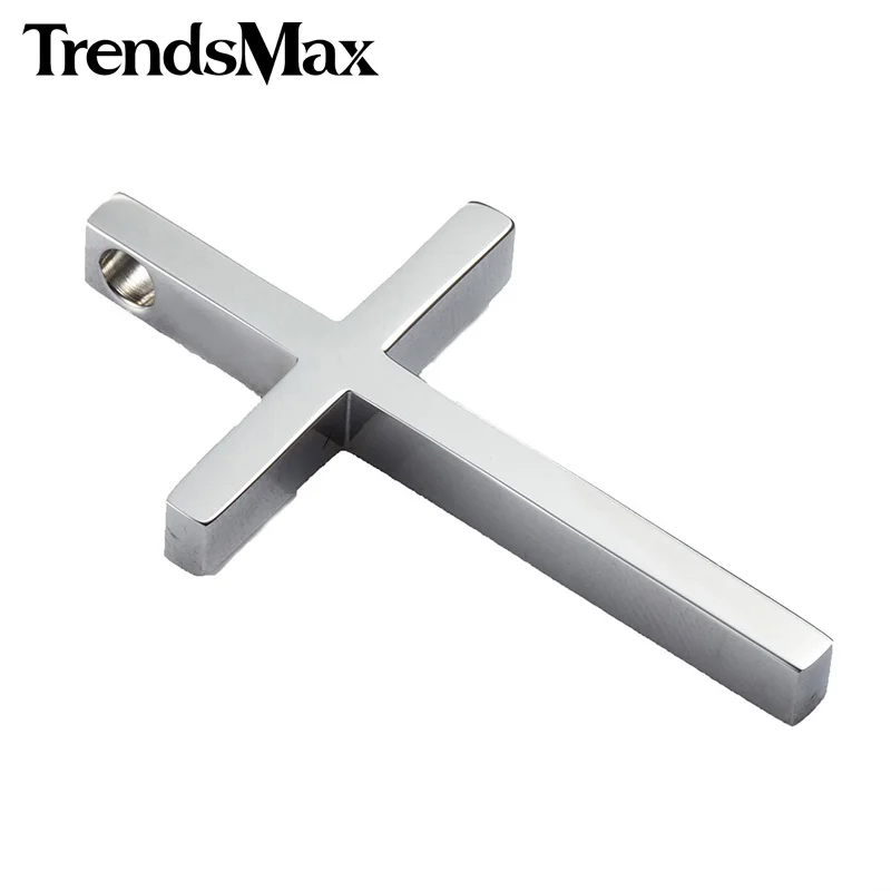 Trendsmax Крест Серебряный черный цвет нержавеющая сталь кулон с бисером цепи
