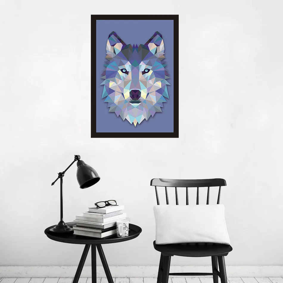 Креативные разноцветные Геометрические Животные голова Волка настенная