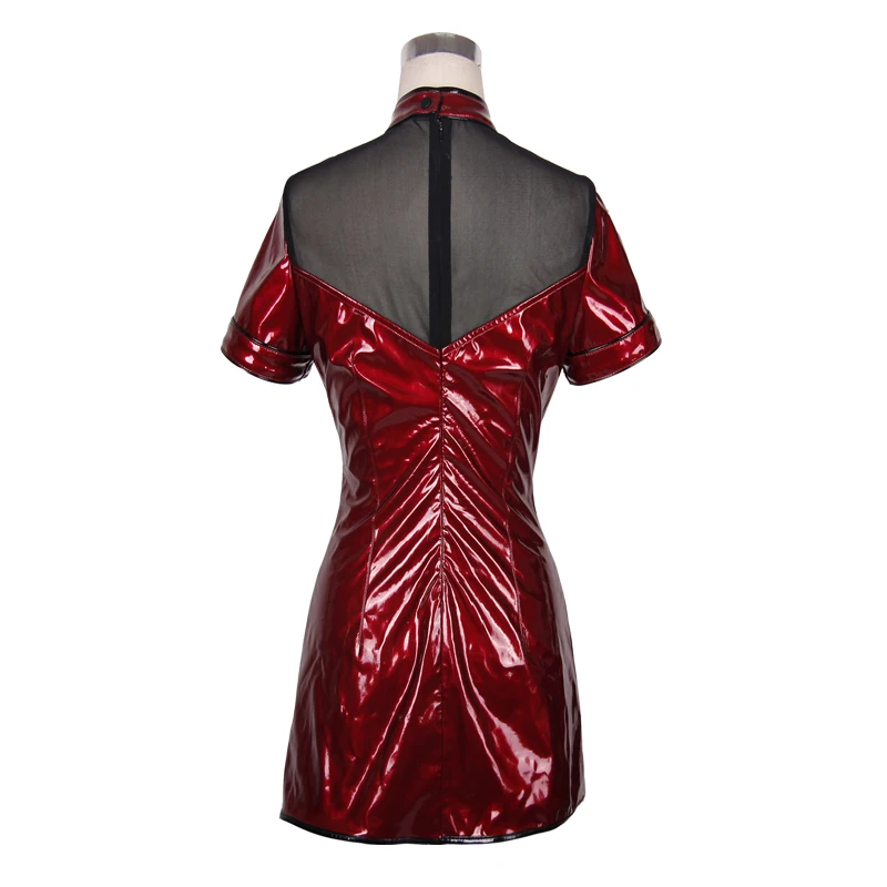 Модное пикантное короткое платье Devil в стиле стимпанк с вырезами Тяжелые кожаные