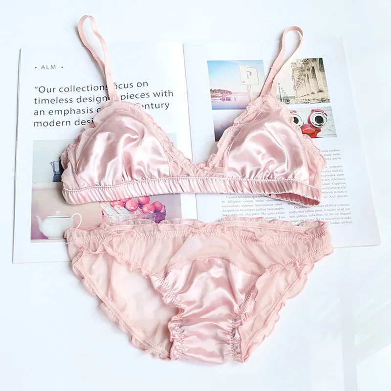 pink SP& CITY Romatic кружевной женский сексуальный комплект с бюстгальтером, атласный Шелковый бесшовный бюстгальтер, мягкий беспроводной прозрачный бюстгальтер, грудь, топы, Сексуальное белье - Цвет: pink