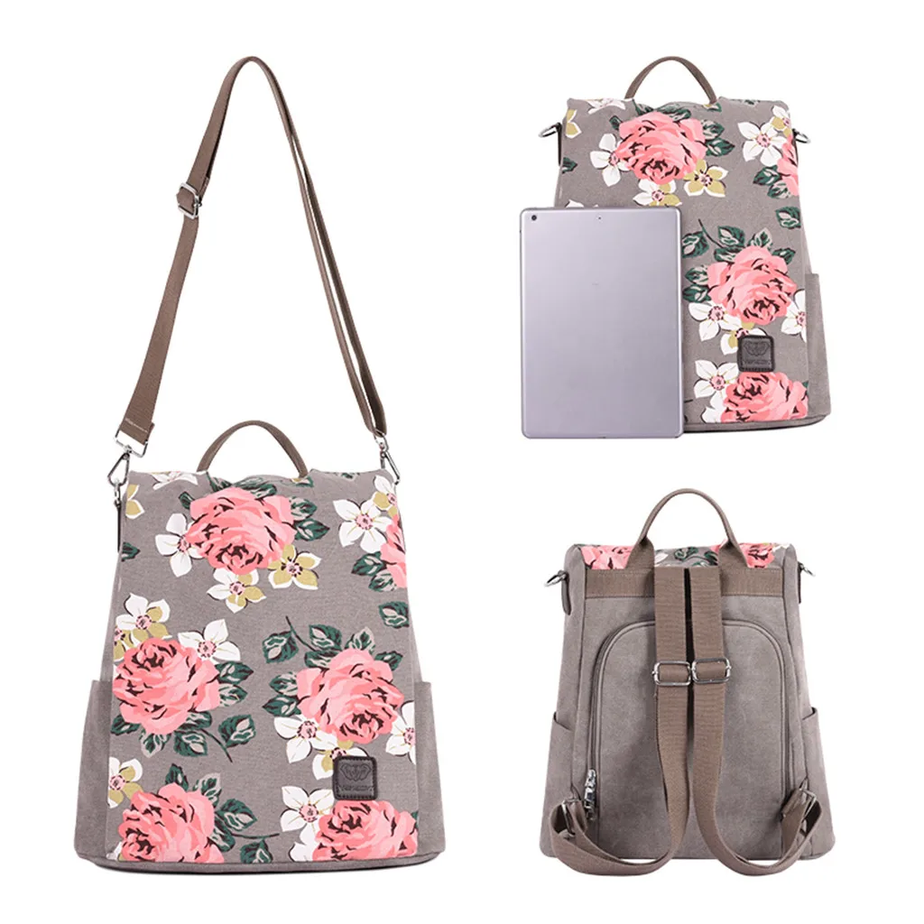Fashion Floral Women Backpacks Canvas Travel Backpack School Bags For Girls Teenage Hot Sale Summer Student Backpack Canvas Sac