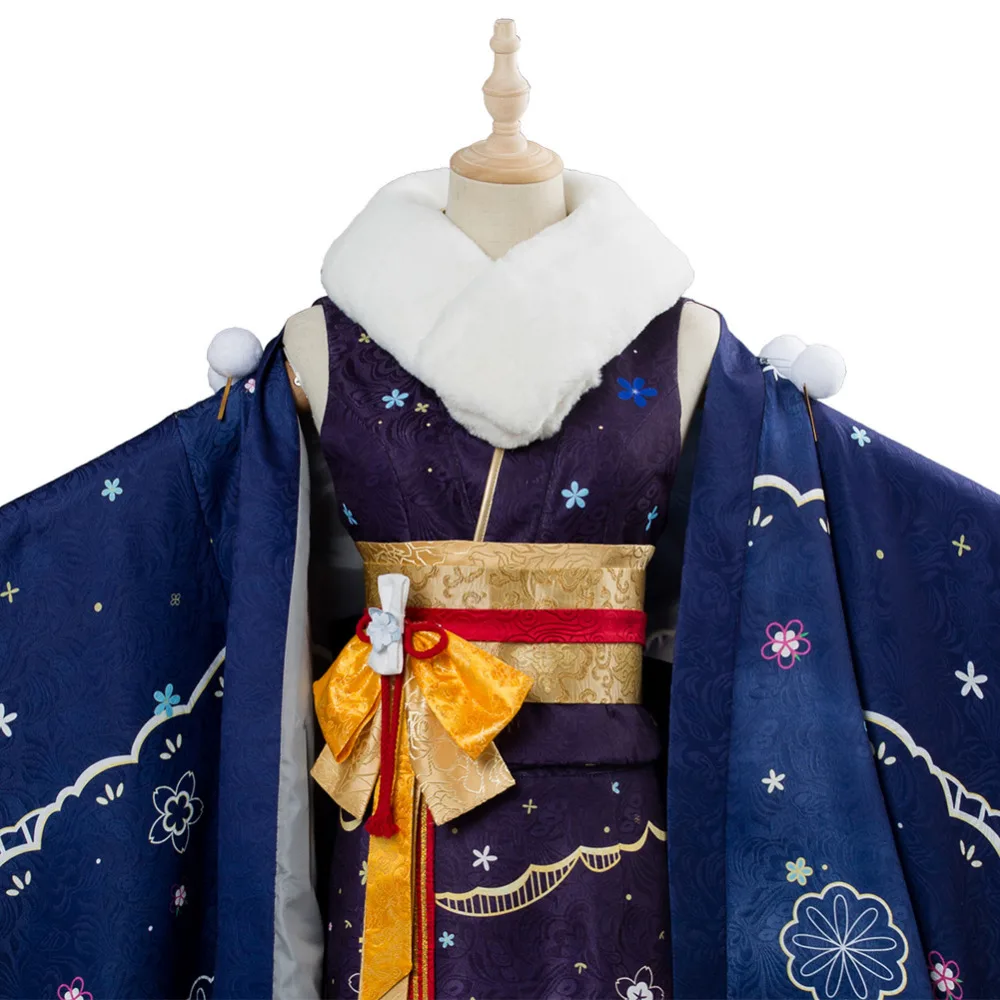 Игра Azur Лэйн Ибуки косплей костюм Wish of a Snow Goddess кимоно платье новогодний нарядный Хэллоуин Косплей Костюм