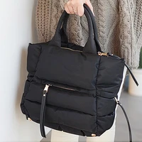 2020 new winter space cotton handbag women casual totes bag down feather padded lady shoulder bag sac a mian crossbody bag