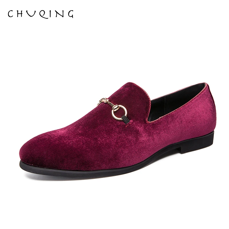CHUQING/мужские модные золотые бархатные кожаные туфли без шнуровки мужские