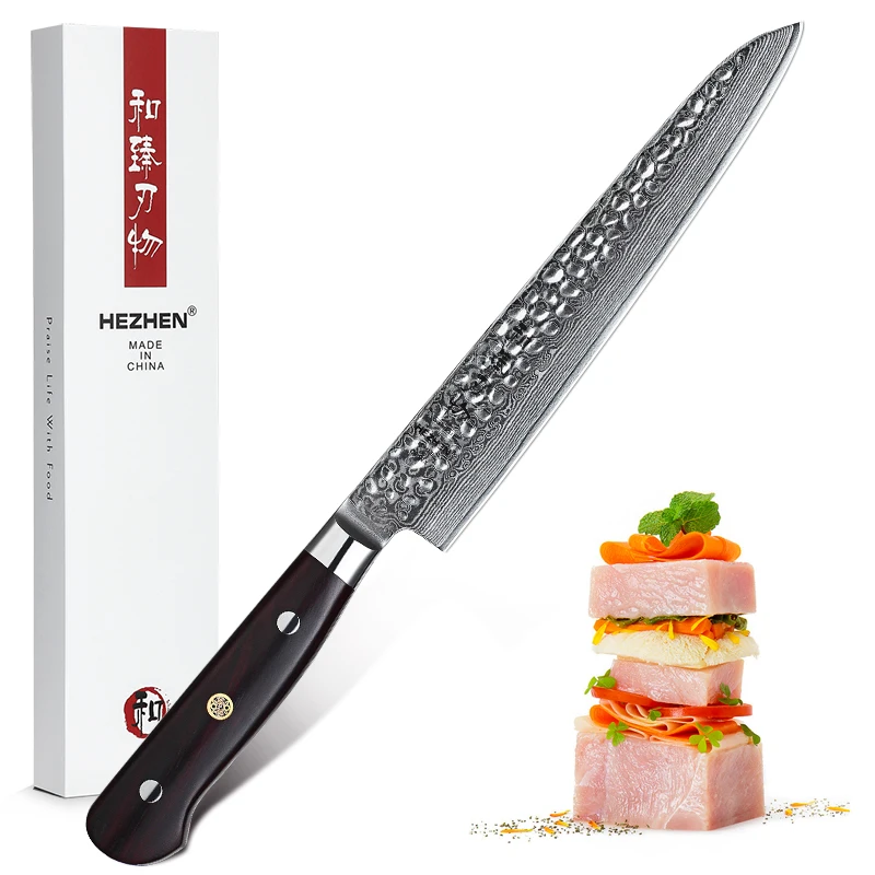 HEZHEN 8 ''Дамасская сталь кухонный многофункциональный нож для нарезки