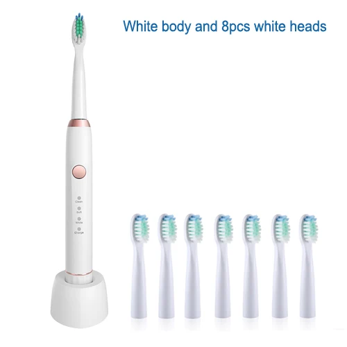 white body and 8head Sarmocare M100 электрическая ультра звуковая зубная щетка, звуковая зубная щетка es IPX7, водонепроницаемая сменная батарея, зубная щетка, зубные щетки - Цвет: white body and 8head