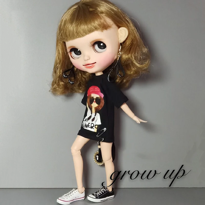 1 шт. модная длинная футболка для кукол Blyth ob24 Azone Licca 30 см платье рубашка 1/6