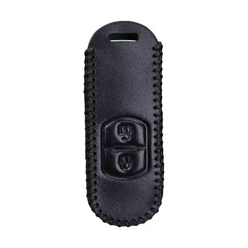 KUKAKEY кожаный чехол для ключей для Mazda 2 3 6 Axela Atenza CX-5 CX5 CX-7 CX-9 2/3 кнопки дистанционного управления смарт автомобильный держатель оболочка - Название цвета: 2Button black