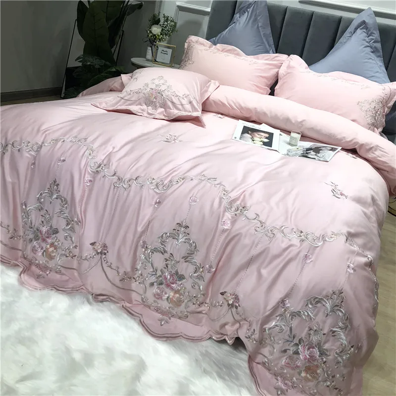 Little Daisy embroidery Bedding Sets girls Beddingset egyptian cotton Bed Linen Duvet Cover Bed Sheet Pillowcase/bed Sets 4/7pcs