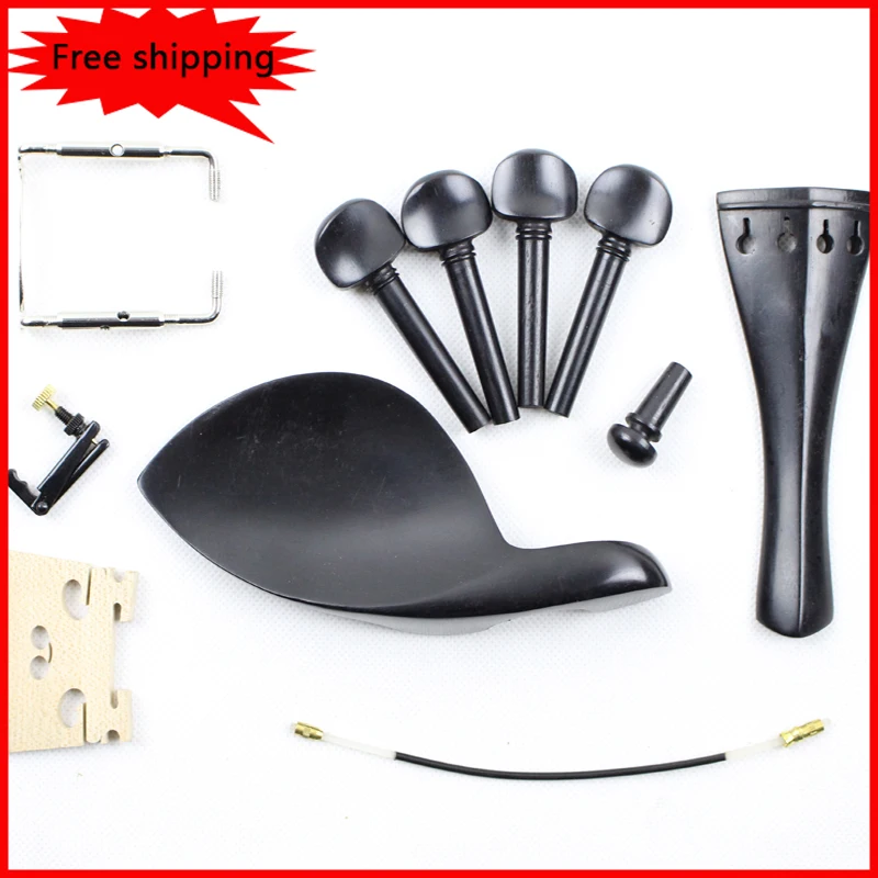 

Ebony wood 4/4 violin accessories code bridge Chinrest intestinal fine-tuning the tuner tail rope