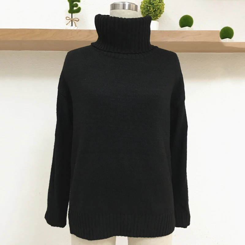 Плотный теплый свитер с высоким воротником женские осенне-зимние вязаные