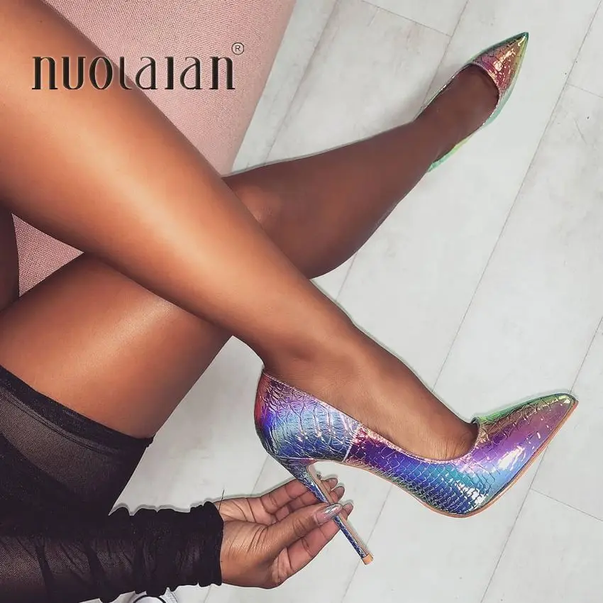 

Women Shoes Stiletto 12cm/10cm/8cm High Heels Women Pumps Snake Printing Leather Pointed Toe Ladies Party Wedding Woman Shoes