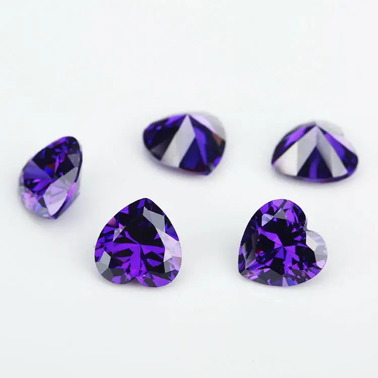 

50PCS 3x3~15x15mm Heart Shape Loose CZ Stone Violet Color AAAAA Cubic zirconia Synthetic stone For Jewelry DIY Gems Stone