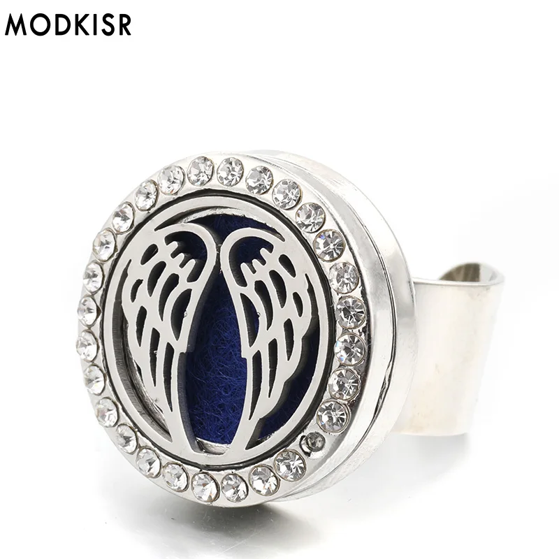 

MODKISR Wholesale Stainless Steel Heart LOVE Aromatherapy Essential Oil Diffuser Women Rings Jewelry Wild Trendy Female Ring