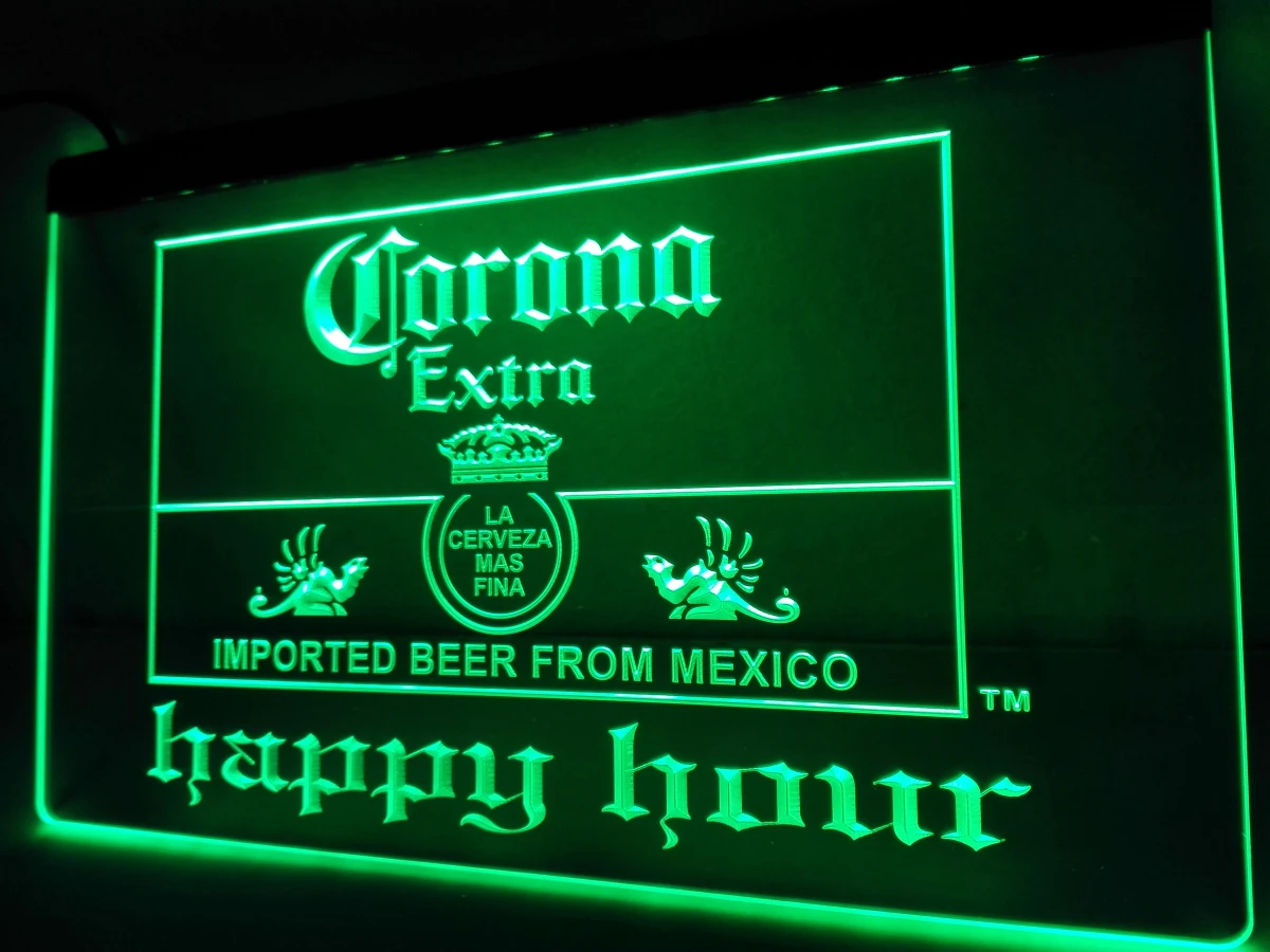 LA611 лампа &quotCorona&quot пиво Happy Hour бар светодиодный неоновый светильник знак для