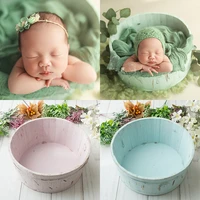 newborn photography props pure color small wooden basin basket baby photography container