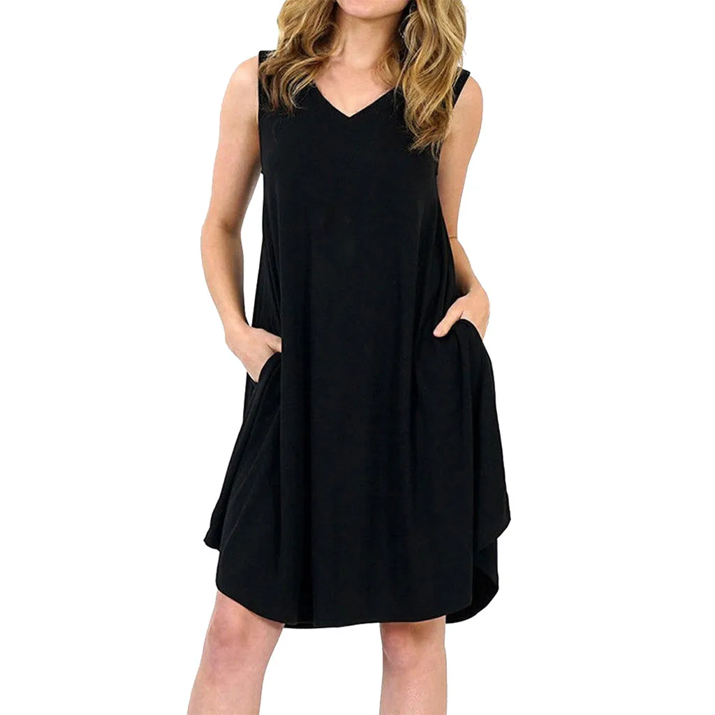 Женское свободное платье без рукавов расклешенное летнее миди большого размера |