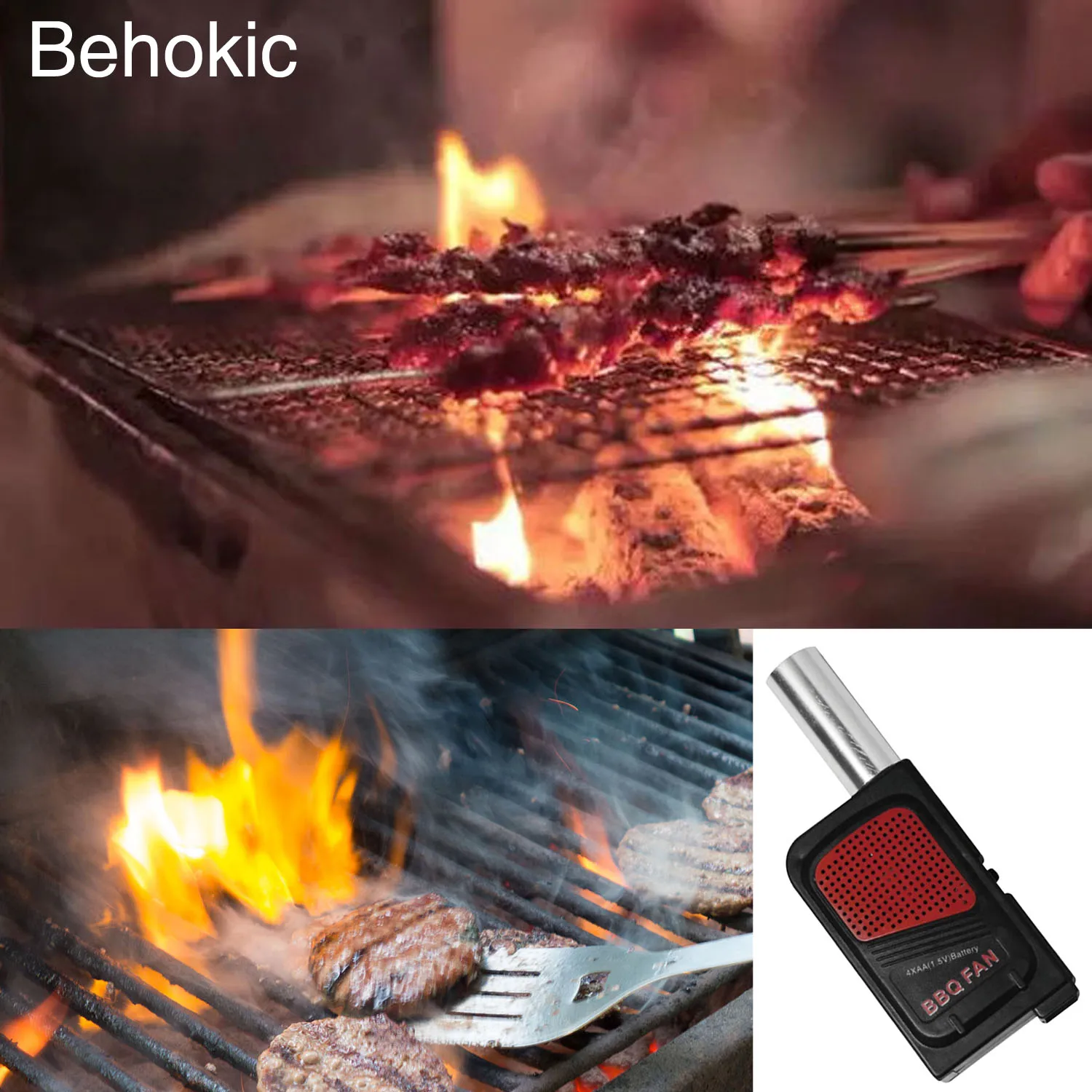 Behokic BBQ Fan electric portable Air Blower For Barbecue Fire Bellows Ventilator cooking utensils Tools for Picnic Camping | Дом и сад