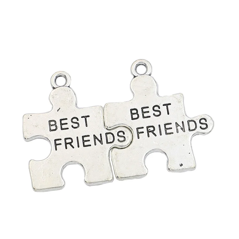 5 шт. Тибетский посеребренный пазл для лучших друзей Подвески ожерелья браслета