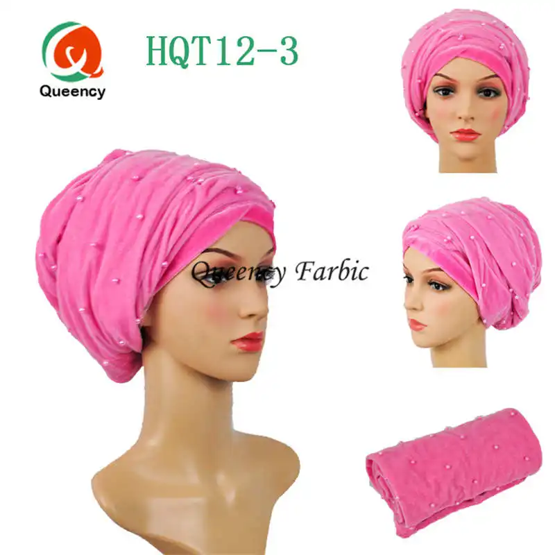 HQT12 New arrival!!Fashion African turban with besds net lace Indian headtie/scarf/turban Width 72&quot*22&quot for wedding or party. | Дом и